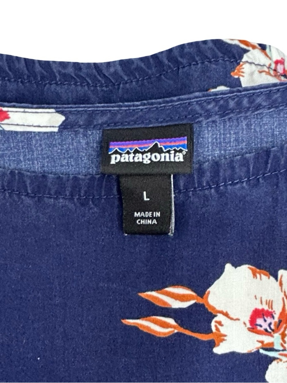 Patagonia June Lake Mariposa Lily Blue Floral Mini Dress Size Large - Picture 6 of 7